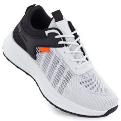 Półbuty sportowe męskie sneakersy białe Big Star RR174245. Białe buty sportowe casual BIG STAR, bez wzorów, z tkaniny, bez obcasa, bez zapięcia. Za 199.99 zł.