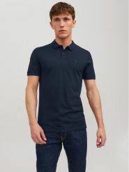 Jack&Jones Polo Basic 12136516 Granatowy Slim Fit. Niebieskie koszulki polo Jack&Jones, m, bez wzorów, z bawełny, bez kołnierzyka, bez ramiączek. Za 69.99 zł.
