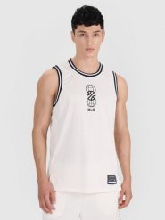 4F Tank top do koszykówki oversize szybkoschnący męski - biały XL. Białe t-shirty 4F, l, w ażurowe wzory, z dzianiny, bez kołnierzyka, bez ramiączek. Za 119.99 zł.