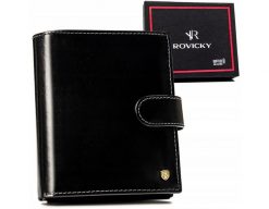 Portfel skórzany Rovicky 22316L-VT-RVT czarny. Czarne portfele ROVICKY, bez wzorów, ze skóry. Za 114.00 zł.
