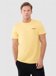 4F T-shirt regular z nadrukiem męski - żółty XL. Żółte t-shirty 4F, m, bez wzorów, z bawełny, bez kołnierzyka, bez ramiączek. W wyprzedaży za 49.99 zł.