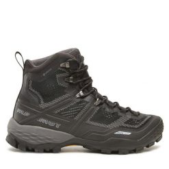 Trekkingi Mammut. Czarne botki sznurowane Mammut, bez wzorów, z gore-texu, bez obcasa, bez zapięcia. Za 759.99 zł.