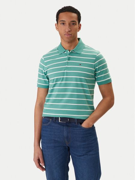 Tommy Jeans Polo DM0DM22708 Zielony Regular Fit. Zielone koszulki polo Tommy Jeans, m, bez wzorów, z bawełny, bez kołnierzyka, bez ramiączek. Za 329.99 zł.