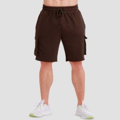 Szorty męskie fitness cargo regular Utility Brown. Brązowe krótkie spodenki sportowe GYMBEAM, m, bez wzorów, z bawełny. Za 80.90 zł.