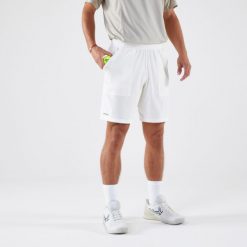 Spodenki tenisowe męskie Artengo Dry. Białe krótkie spodenki sportowe KUIKMA, l, bez wzorów, z materiału. Za 79.99 zł.