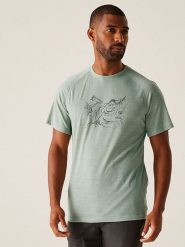 Regatta Koszulka funkcyjna "Escade" w kolorze zielonym rozmiar: S. Zielone t-shirty sportowe Regatta, bez wzorów, z materiału, bez ramiączek, outdoorowe. Za 100.99 zł.