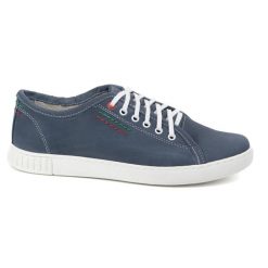 Buty Polbut Skórzane Sneakersy Męskie Model 2129 granatowe niebieskie. Niebieskie buty sportowe casual bez wzorów, ze skóry, bez zapięcia. Za 303.63 zł.