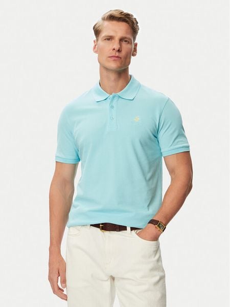 Beverly Hills Polo Club Polo P-SS26M-P42560 Turkusowy Regular Fit. Niebieskie koszulki polo Beverly Hills Polo Club, m, bez wzorów, z bawełny, bez kołnierzyka, bez ramiączek. Za 209.99 zł.