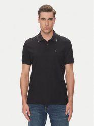 Calvin Klein Polo LV04LC239G Czarny Regular Fit. Czarne koszulki polo CALVIN KLEIN, m, bez wzorów, z bawełny, bez kołnierzyka, bez ramiączek. Za 299.99 zł.
