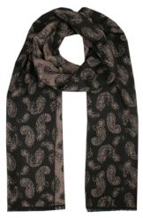 Męski Szalik z Wiskozy - Alties - Czerń i Beż, Paisley. Szaliki Alties, bez wzorów, z bawełny. Za 59.00 zł.