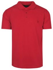 Koszulka POLO Czerwona, Casualowa, Krótki Rękaw, Jednokolorowa -EXPOMAN. Czerwone bluzki z długim rękawem Expoman, l, bez wzorów, z bawełny, bez kołnierzyka, bez ramiączek. Za 115.00 zł.