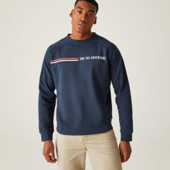 Nithsdale męska bluza. Niebieskie bluzy Regatta, l, bez wzorów, z bawełny, bez kaptura. W wyprzedaży za 119.99 zł.