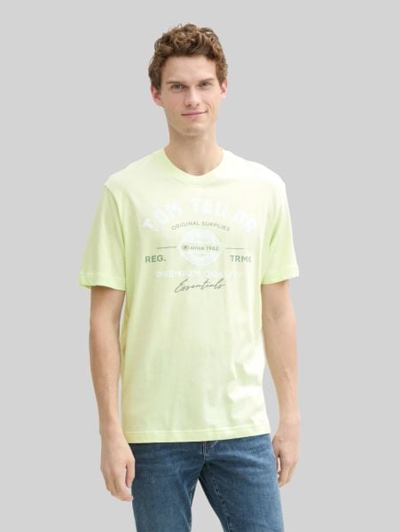 Męska Koszulka Tom Tailor Logo Tee Lime Cream Green 1037735 29078. Zielone t-shirty Tom Tailor, m, bez wzorów, bez kołnierzyka, bez ramiączek. Za 59.99 zł.