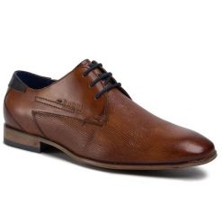 Półbuty Bugatti. Brązowe eleganckie półbuty Bugatti, bez wzorów, bez obcasa, bez zapięcia. Za 319.00 zł.