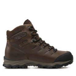 Trekkingi Meindl. Brązowe botki sznurowane MEINDL, bez wzorów, z gore-texu, bez obcasa, bez zapięcia. Za 1,199.00 zł.