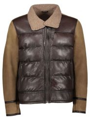 Bugatti Skórzana kurtka w kolorze brązowo-jasnobrązowym rozmiar: 52. Brązowe kurtki Bugatti, bez wzorów, ze skóry, bez kaptura. Za 891.99 zł.