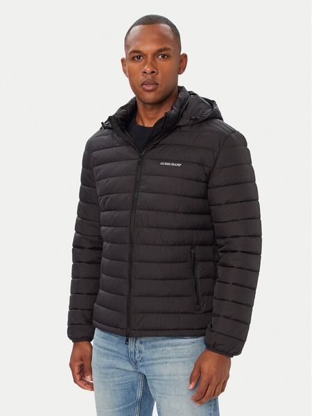 Guess Jeans Kurtka przejściowa M6YL06 W2646 Czarny Regular Fit. Czarne kurtki Guess Jeans, m, z aplikacjami, z jeansu, bez kaptura. Za 599.99 zł.