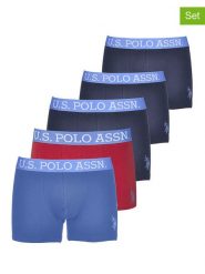 U.S. Polo Assn. Bokserki (5 par) w kolorze granatowym, niebieskim i czerwonym rozmiar: XXL. Czerwone bokserki U.S. Polo Assn., s, bez wzorów. Za 118.56 zł.