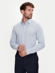Calvin Klein Koszula K10K113168 Niebieski Slim Fit. Niebieskie koszule CALVIN KLEIN, m, bez wzorów, z bawełny, bez kołnierzyka, bez ramiączek. Za 219.99 zł.