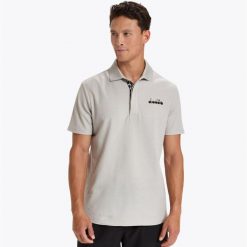 Koszulka męska DIADORA POLO STATEMENT SS. Szare koszulki polo Diadora, m, bez wzorów, bez kołnierzyka, bez ramiączek. Za 99.99 zł.