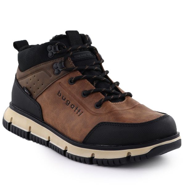 Wodoodporne trapery męskie brązowe Bugatti 341-AC250-5069. Brązowe trapery Bugatti, z materiału, bez zapięcia. Za 549.99 zł.