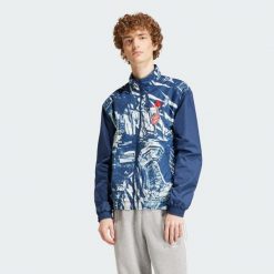 Bluza FC Bayern Anthem. Niebieskie bluzy bez kaptura Adidas, m, bez wzorów, z materiału, bez kaptura. W wyprzedaży za 437.95 zł.