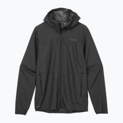 Kurtka przeciwiatrowa męska Rab Windgather Hoody. Czarne kurtki RAB, m, bez wzorów, z softshellu, bez kaptura. Za 279.99 zł.