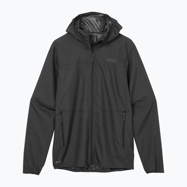 Kurtka przeciwiatrowa męska Rab Windgather Hoody. Czarne kurtki RAB, m, bez wzorów, z softshellu, bez kaptura. Za 279.99 zł.