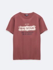 Koszulka męska z nadrukiem ciemnoróżowa Millaner 602. Czerwone t-shirty BIG STAR, l, bez wzorów, z bawełny, bez kołnierzyka, bez ramiączek. Za 99.99 zł.