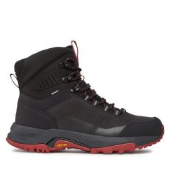Trekkingi Halti. Czarne botki sznurowane Halti, bez wzorów, bez obcasa, bez zapięcia. Za 359.99 zł.