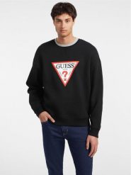 Guess Jeans Bluza M4YQ21 K9V31 Czarny Oversize. Czarne bluzy Guess Jeans, m, z aplikacjami, z bawełny, bez kaptura. Za 299.99 zł.