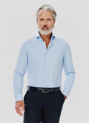 PAKO LORENTE – Niebieska koszula męska z długim rękawem. Niebieskie koszule Pako Lorente, m, bez wzorów, z bawełny, bez kołnierzyka, bez ramiączek. Za 299.99 zł.