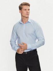 Calvin Klein Koszula Non Iron Tonal Strct Slim Shirt K10K113848 Niebieski Regular Fit. Niebieskie koszule CALVIN KLEIN, m, bez wzorów, z bawełny, bez kołnierzyka, bez ramiączek. Za 219.99 zł.