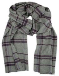 Szaro-Fioletowy Męski Szalik Firmy V.Fraas -Cashmink- Miękki, w Kratkę. Szare szaliki V. Fraas, bez wzorów, z materiału. Za 59.00 zł.