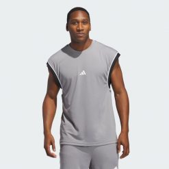 Koszulka adidas Basketball All-World Sleeveless Tank. Czarne bezrękawniki Adidas, bez wzorów, z materiału, bez kołnierzyka, bez ramiączek. Za 129.00 zł.