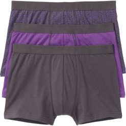 Bokserki (3 pary) bonprix szaro-fioletowy z nadrukiem. Bokserki marki bonprix. Za 44.97 zł.