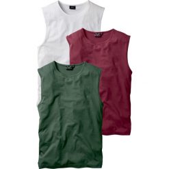 Shirt bez rękawów (3 szt.) bonprix bordowy + ciemnozielony + biały. Bezrękawniki bonprix. Za 53.97 zł.