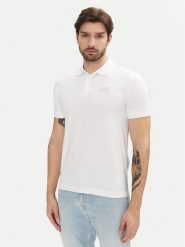 EA7 Emporio Armani Polo 8NPF14 PJVQZ 0100 Biały Regular Fit. Białe koszulki polo EA7 Emporio Armani, m, bez wzorów, z bawełny, bez kołnierzyka, bez ramiączek. Za 239.99 zł.