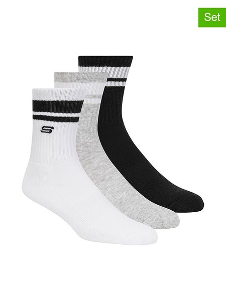 Skechers Skarpety (6 par) w kolorze biało-czarno-szarym rozmiar: 39-42. Białe skarpety Skechers, bez wzorów, ze splotem. Za 47.94 zł.