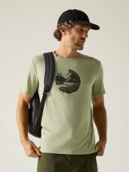 Regatta Koszulka funkcyjna "Fingal Stretch" w kolorze zielonym rozmiar: XL. Zielone t-shirty sportowe Regatta, bez wzorów, z materiału, bez ramiączek, outdoorowe. Za 56.79 zł.