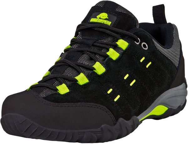 Męskie buty trekkingowe i turystyczne zamszowe. Zielone buty turystyczne GUGGEN MOUNTAIN, bez wzorów, z gumy, bez zapięcia, trekkingowe. Za 319.28 zł.