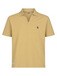 U.S. Polo Assn. Koszulka polo w kolorze beżowym rozmiar: S. Brązowe koszulki polo sportowe U.S. Polo Assn., s, bez wzorów, z bawełny, bez kołnierzyka, bez ramiączek. Za 122.95 zł.