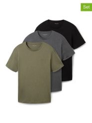 Tom Tailor Koszulki (3 szt.) w kolorze khaki, szarym i czarnym rozmiar: XL. Brązowe bezrękawniki Tom Tailor, xl, bez wzorów, z bawełny, bez kołnierzyka, bez ramiączek. Za 69.99 zł.