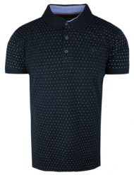 Koszulka Polo, Męska - Pako Jeans - Granatowa w Drobny Groszek. Zielone koszulki polo Pako Jeans, m, bez wzorów, z bawełny, bez kołnierzyka, bez ramiączek. Za 115.00 zł.