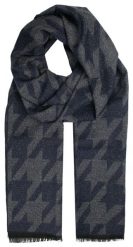 Męski Szalik Alties - Duży Wzór, Granat z Popielem. Niebieskie szaliki Alties, bez wzorów, z bawełny. Za 59.00 zł.