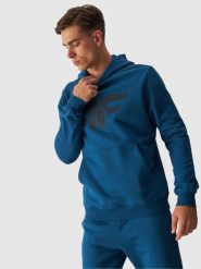 4F Bluza dresowa nierozpinana z kapturem męska - turkusowa XXL. Niebieskie bluzy 4F, m, bez wzorów, z bawełny, z kapturem. Za 159.99 zł.