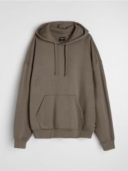 Bluza z kapturem z domieszką bawełny - brązowy. Brązowe bluzy z kapturem Sinsay, l, bez wzorów, z bawełny, z kapturem. Za 39.99 zł.