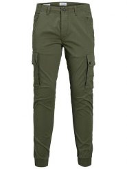 Jack & Jones Bojówki "Paul" w kolorze khaki rozmiar: W32/L32. Brązowe joggery i bojówki Jack & Jones, l, bez wzorów, z bawełny. Za 132.36 zł.