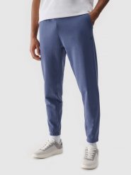 4F Spodnie dresowe joggery męskie - niebieskie XL. Niebieskie joggery i bojówki 4F, na co dzień, l, bez wzorów, z bawełny, sportowe. Za 149.99 zł.