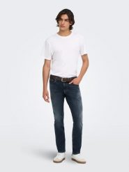 ONLY & SONS Dżinsy "Onsloom" - Slim fit - w kolorze granatowym rozmiar: W34/L32. Niebieskie jeansy Only & Sons, l. Za 164.95 zł.